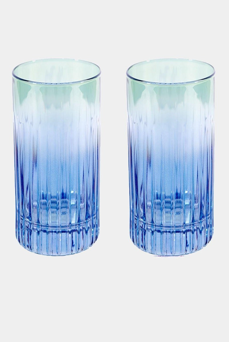 Modrozelená sklenice tumbler vysoká, 2 ks - Luisa Beccaria - perdonahome