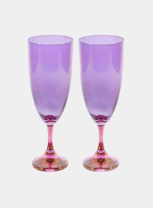 Růžovofialová sklenice flétna, 2 ks - Luisa Beccaria - perdonahome