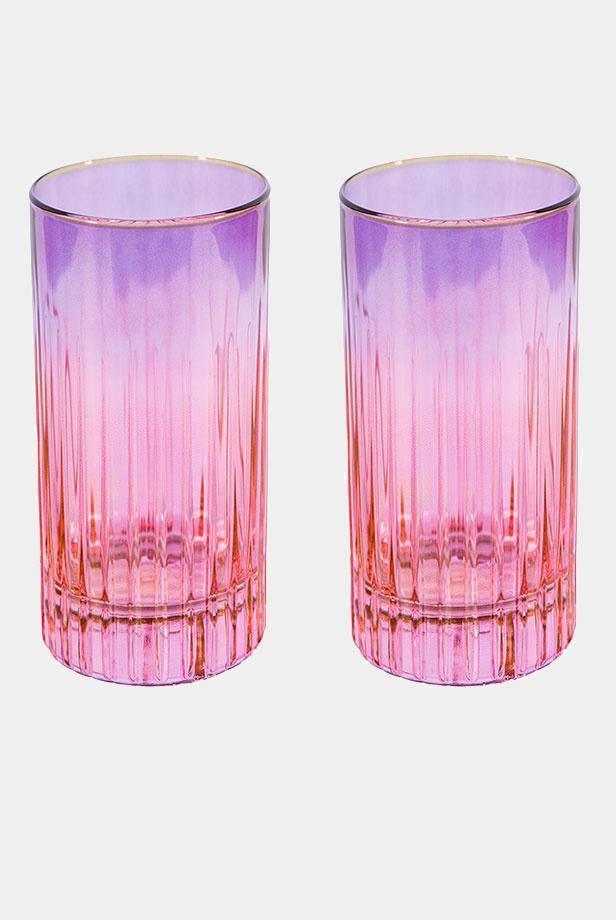 Růžovofialová sklenice tumbler vysoká, 2 ks - Luisa Beccaria - perdonahome