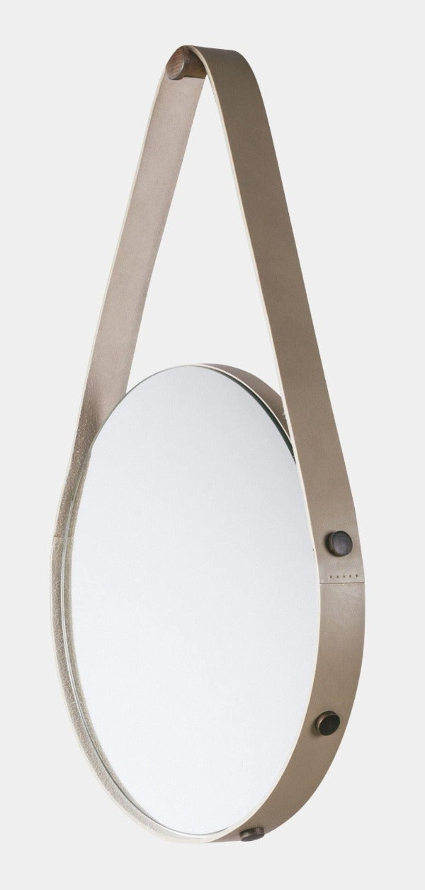 Kulaté zrcadlo s koženým pásem - Rabitti 1969 - perdonahome