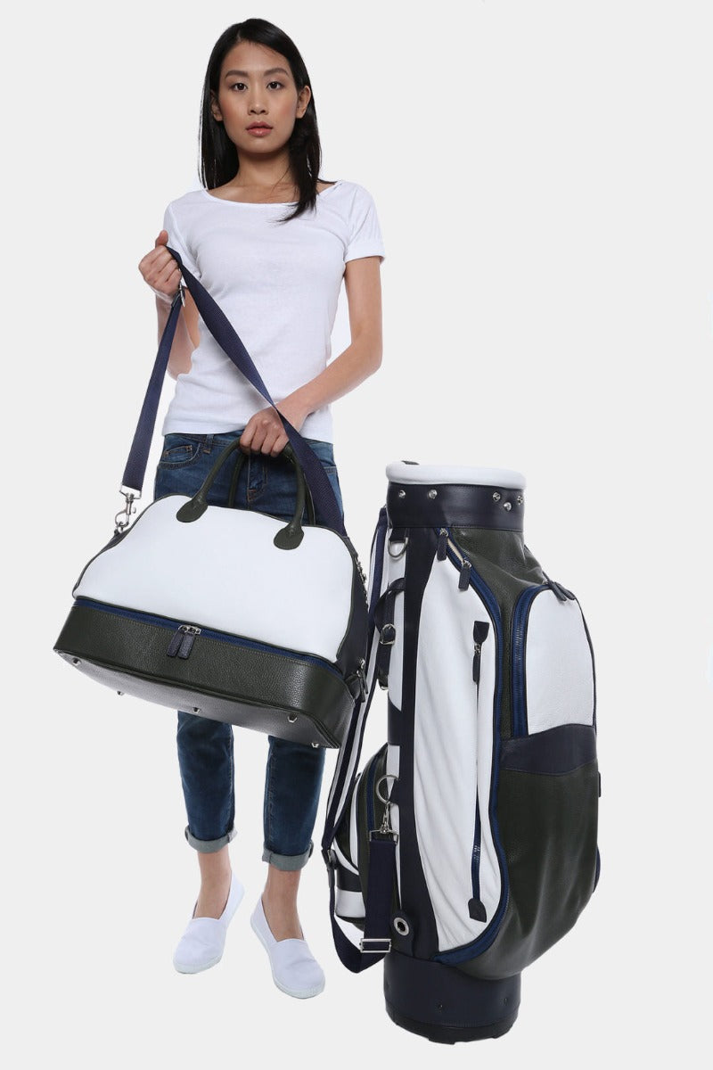 TERRIDA kožený golfový bag na vozík BLACK/BLUE