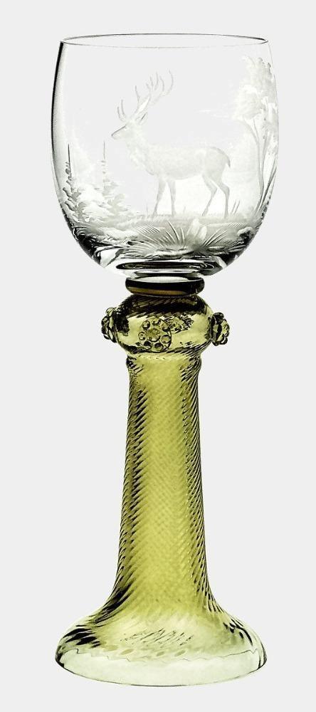 Broušená křišťálová sklenice na červené víno KURFÜRST s loveckým motivem - Theresienthal - perdonahome
