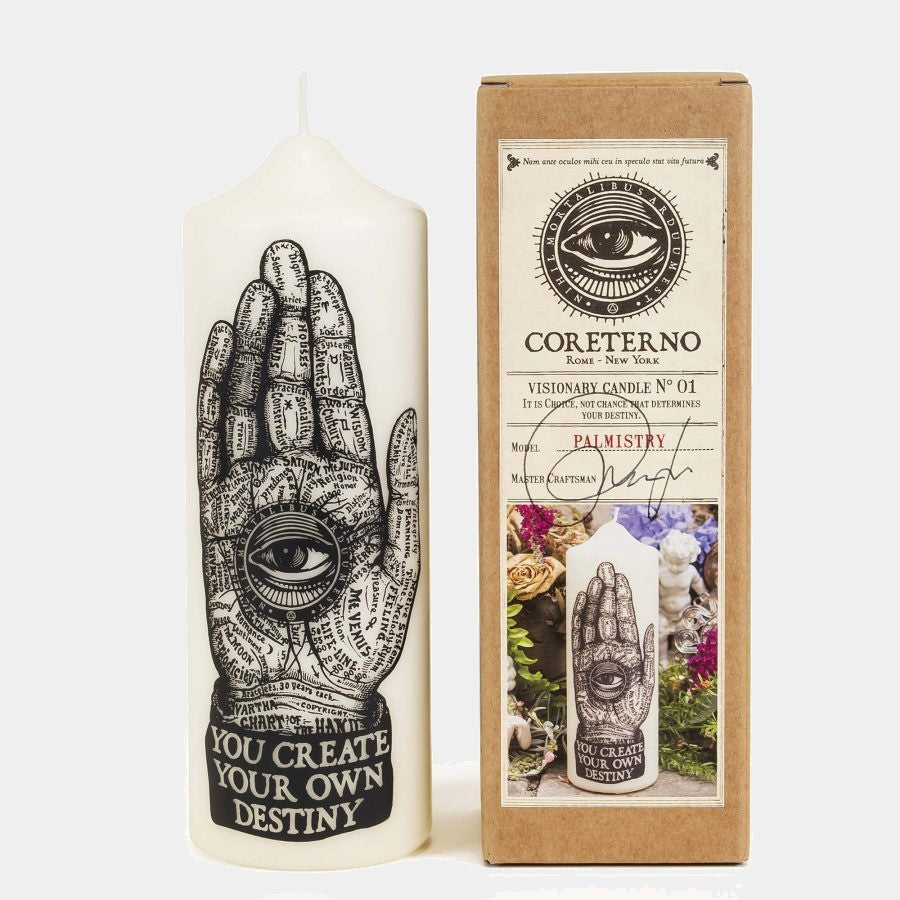 Coreterno Visionary umělecká sloupová svíčka Palmistry