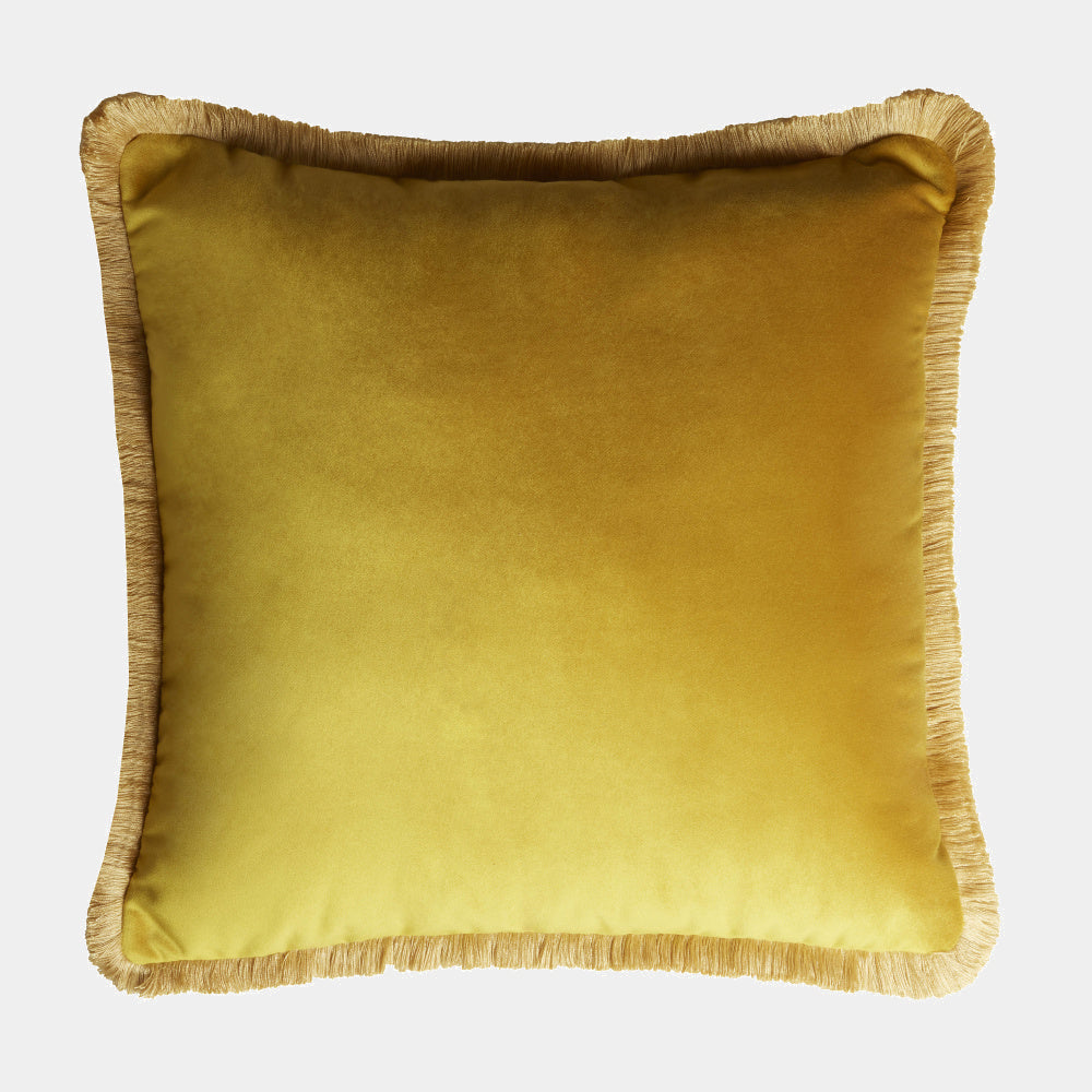 LO DECOR velký sametový dekorační polštář s třásněmi 60x60 zlatý
